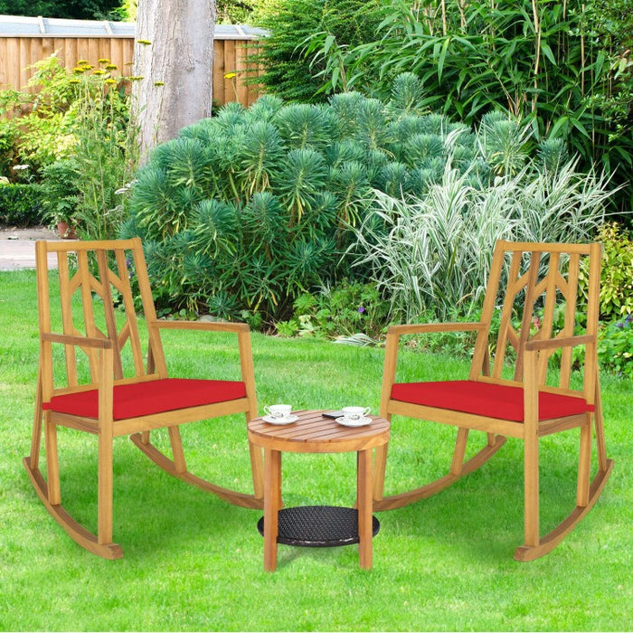 Patio Garden Rocking Chair with Arms and Cushions