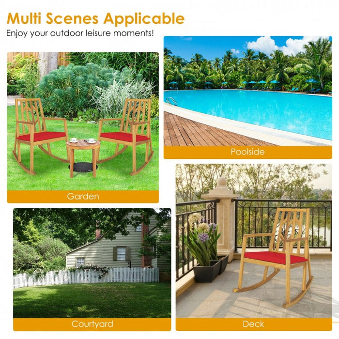 Patio Garden Rocking Chair with Arms and Cushions