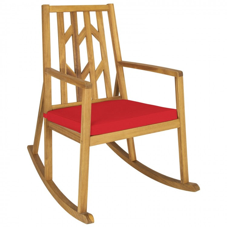 Patio Garden Rocking Chair with Arms and Cushions