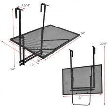Load image into Gallery viewer, Adjustable Height Black Patio Railing Folding Table
