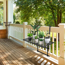 Load image into Gallery viewer, Adjustable Height Black Patio Railing Folding Table
