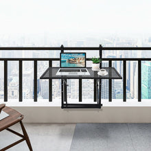 Load image into Gallery viewer, Adjustable Height Black Patio Railing Folding Table
