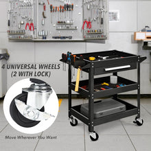 Load image into Gallery viewer, Multipurpose 3-Tray Tool Cart with Drawers and Swivel Casters
