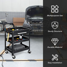 Load image into Gallery viewer, Multipurpose 3-Tray Tool Cart with Drawers and Swivel Casters
