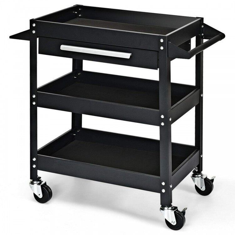 Multipurpose 3-Tray Tool Cart with Drawers and Swivel Casters