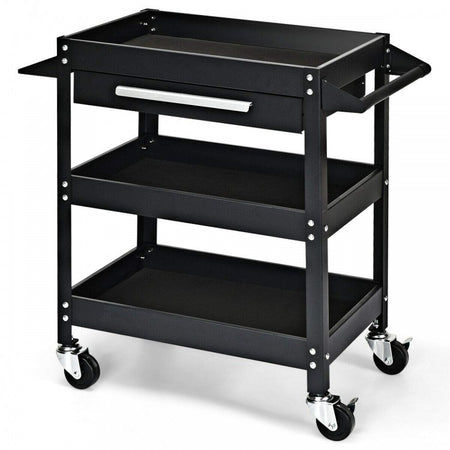 Multipurpose 3-Tray Tool Cart with Drawers and Swivel Casters