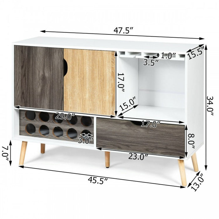 Costway Contemporary Bar Cabinet with Glass Rack - Suitable for Restaurant and Small Tavern