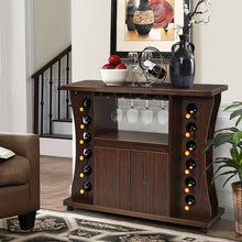 Load image into Gallery viewer, Costway Vintage Home Bar Cabinet Storage Cabinet with Wine Glass Rack and Casters - Suitable for Restaurant and Bar
