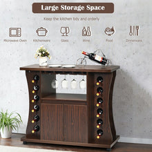 Load image into Gallery viewer, Costway Vintage Home Bar Cabinet Storage Cabinet with Wine Glass Rack and Casters - Suitable for Restaurant and Bar
