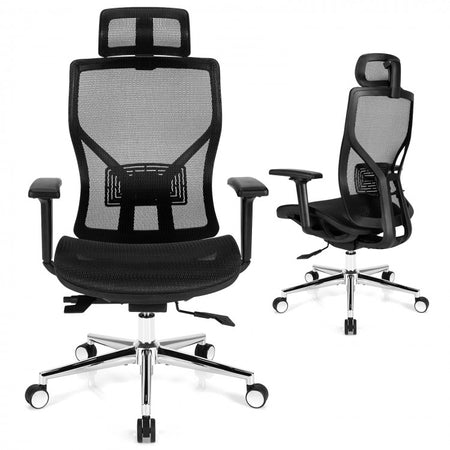 Black Office Chair and Computer Chair with 3D Armrests and Rotating Headrest