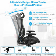 Charger l&#39;image dans la galerie, Black Office Chair and Computer Chair with 3D Armrests and Rotating Headrest
