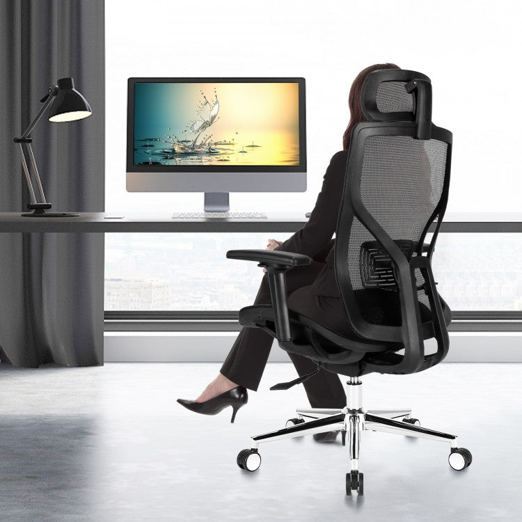 Black Office Chair and Computer Chair with 3D Armrests and Rotating Headrest