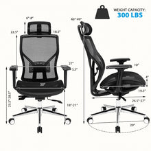 Charger l&#39;image dans la galerie, Black Office Chair and Computer Chair with 3D Armrests and Rotating Headrest
