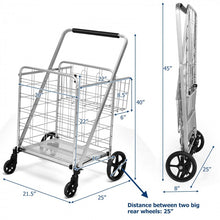 Load image into Gallery viewer, Foldable Large Indoor/Outdoor Shopping Cart with 360° Swivel Front Wheels
