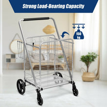 Load image into Gallery viewer, Foldable Large Indoor/Outdoor Shopping Cart with 360° Swivel Front Wheels
