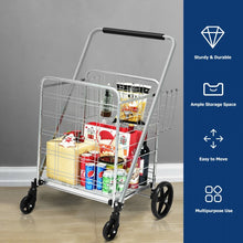 Load image into Gallery viewer, Foldable Large Indoor/Outdoor Shopping Cart with 360° Swivel Front Wheels
