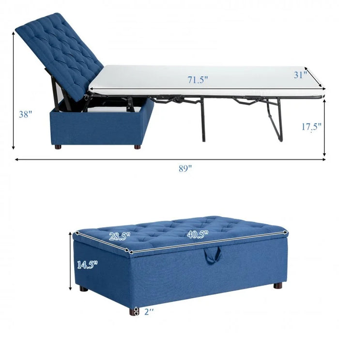 Costway Pull Out Sofa Bed Folding Bed Ottoman - Suitable for Living Room and Office