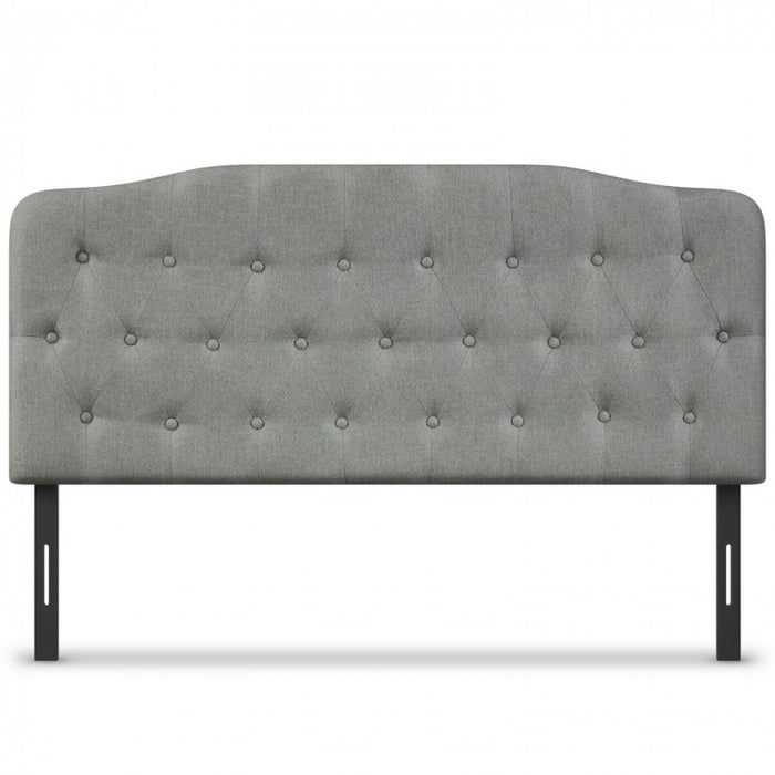 Gray Button-Tufted Adjustable Height Upholstered Headboard