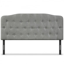 Load image into Gallery viewer, Gray Button-Tufted Adjustable Height Upholstered Headboard
