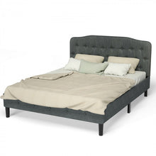 Load image into Gallery viewer, Gray Button-Tufted Adjustable Height Upholstered Headboard
