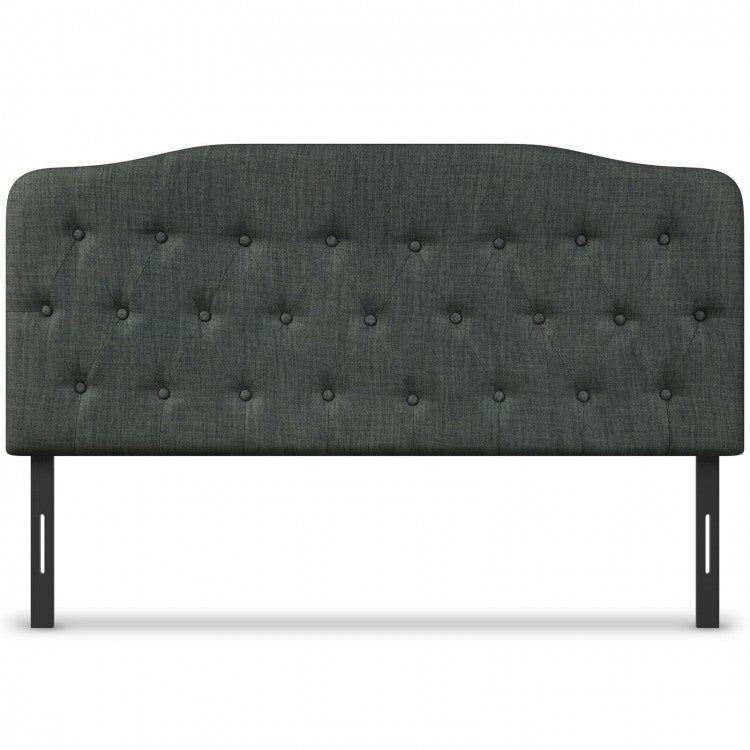 Gray Button-Tufted Adjustable Height Upholstered Headboard