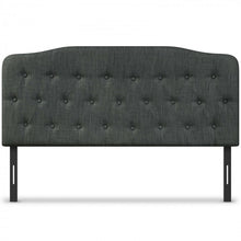 Load image into Gallery viewer, Gray Button-Tufted Adjustable Height Upholstered Headboard
