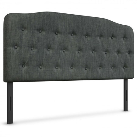 Gray Button-Tufted Adjustable Height Upholstered Headboard