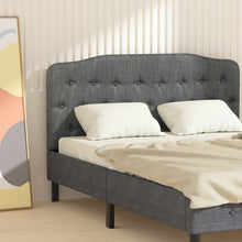 Load image into Gallery viewer, Gray Button-Tufted Adjustable Height Upholstered Headboard
