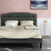 Load image into Gallery viewer, Gray Button-Tufted Adjustable Height Upholstered Headboard
