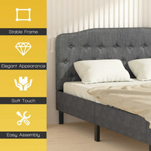 Load image into Gallery viewer, Gray Button-Tufted Adjustable Height Upholstered Headboard
