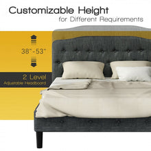 Load image into Gallery viewer, Gray Button-Tufted Adjustable Height Upholstered Headboard
