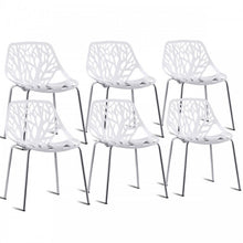 Load image into Gallery viewer, 6-Piece White Modern Dining Chair Set with Perforated Pattern

