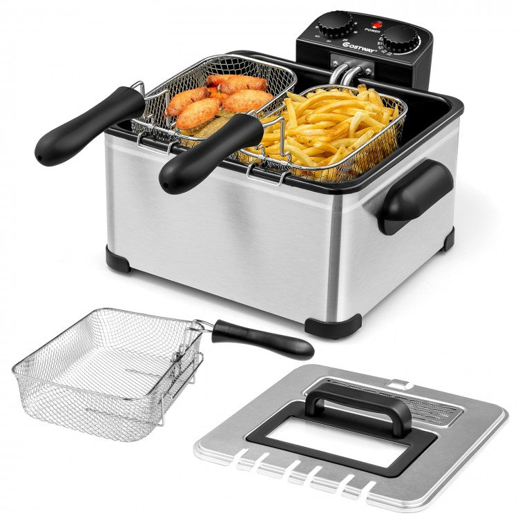 Kitchen 1700W 5.3QT Electric Deep Fryer with Three Fry Baskets