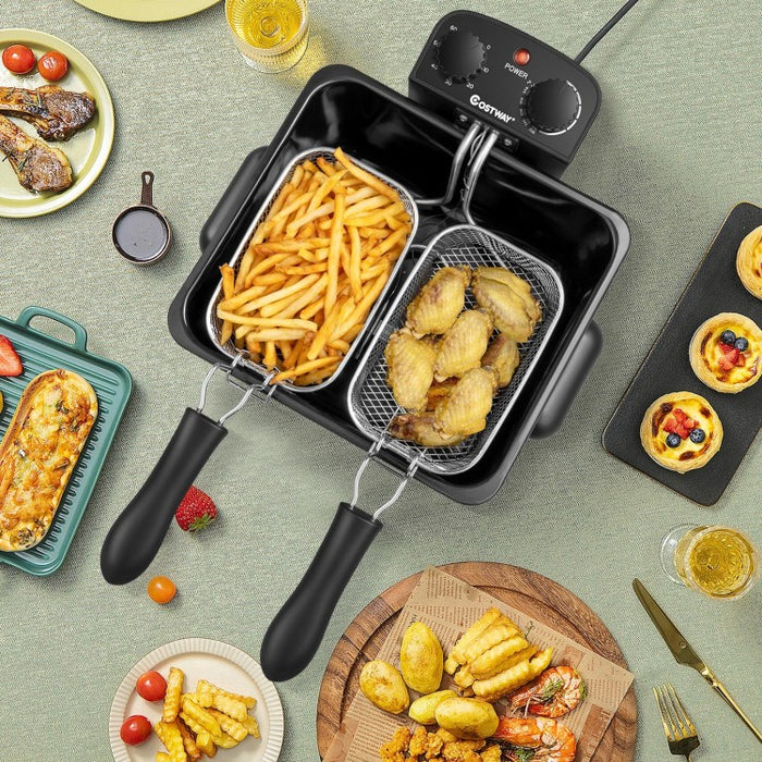 Kitchen 1700W 5.3QT Electric Deep Fryer with Three Fry Baskets