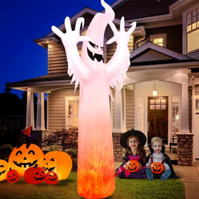 Costway 12-Foot Halloween Inflatable Ghost Decoration with LED Lights - Suitable for Holiday Parties