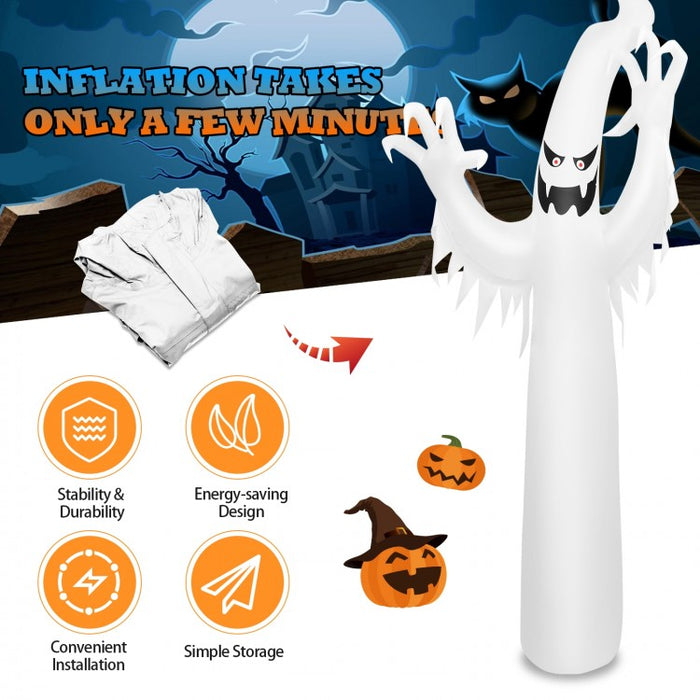 Costway 12-Foot Halloween Inflatable Ghost Decoration with LED Lights - Suitable for Holiday Parties