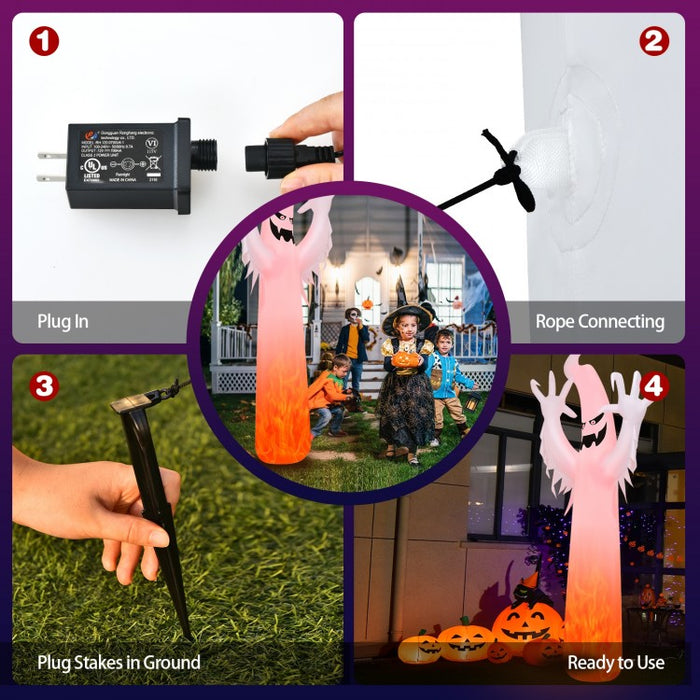 Costway 12-Foot Halloween Inflatable Ghost Decoration with LED Lights - Suitable for Holiday Parties