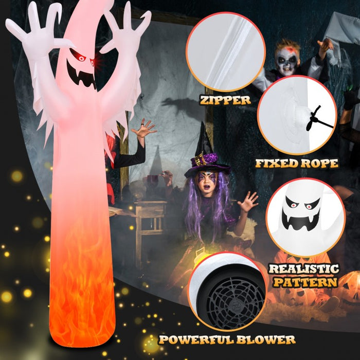 Costway 12-Foot Halloween Inflatable Ghost Decoration with LED Lights - Suitable for Holiday Parties