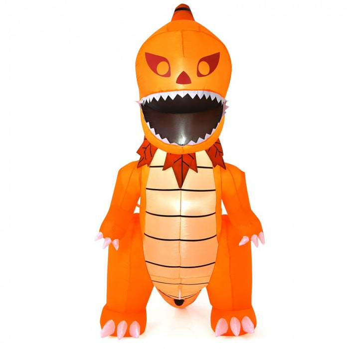 Costway Halloween Inflatable Pumpkin Dinosaur with Built-in LED Lights - Suitable for Haunted House Parties