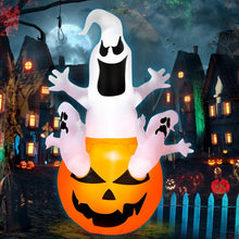 Load image into Gallery viewer, Costway Halloween Inflatable Pumpkin Ghost Decoration with LED Lights - Suitable for Holiday Parties
