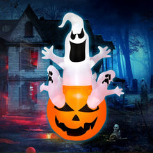 Load image into Gallery viewer, Costway Halloween Inflatable Pumpkin Ghost Decoration with LED Lights - Suitable for Holiday Parties
