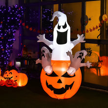 Load image into Gallery viewer, Costway Halloween Inflatable Pumpkin Ghost Decoration with LED Lights - Suitable for Holiday Parties
