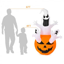 Load image into Gallery viewer, Costway Halloween Inflatable Pumpkin Ghost Decoration with LED Lights - Suitable for Holiday Parties

