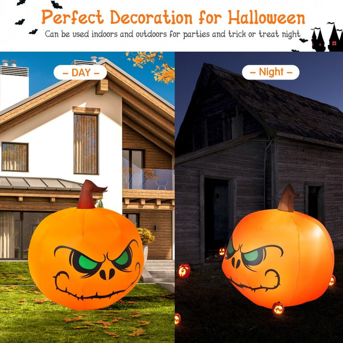 Costway Halloween Inflatable Pumpkin Decoration with Built-in LED Lights - Suitable for Parties
