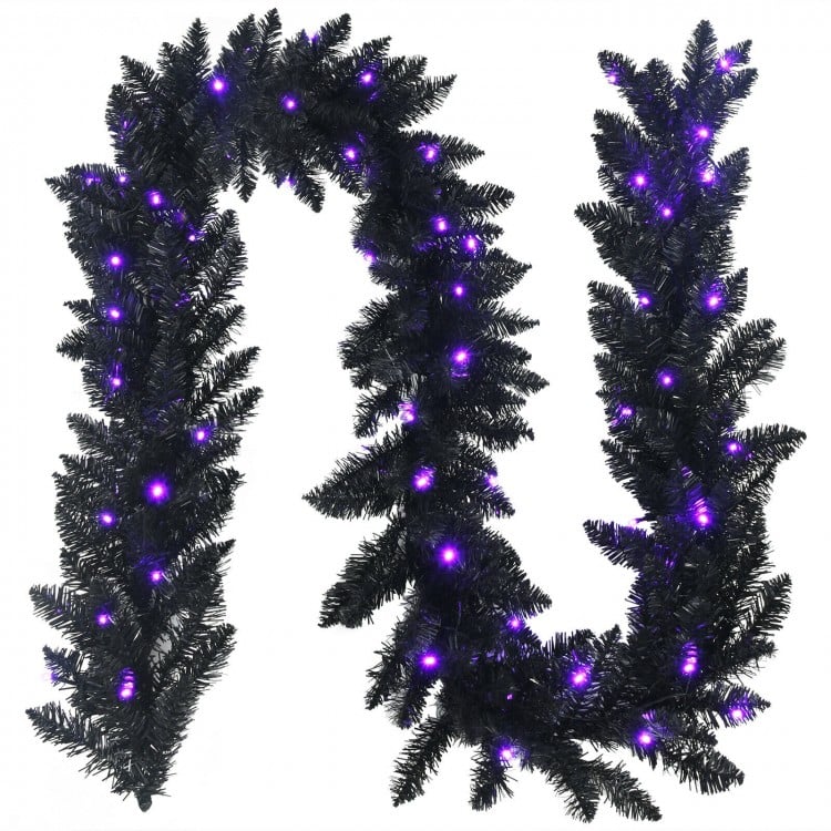 2024 Costway Christmas Garland and Halloween Garland with 50 Purple LED Lights - Suitable for Backyard Parties