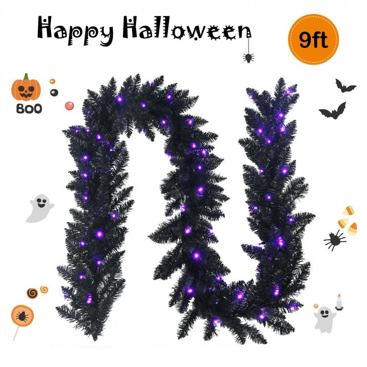 2024 Costway Christmas Garland and Halloween Garland with 50 Purple LED Lights - Suitable for Backyard Parties