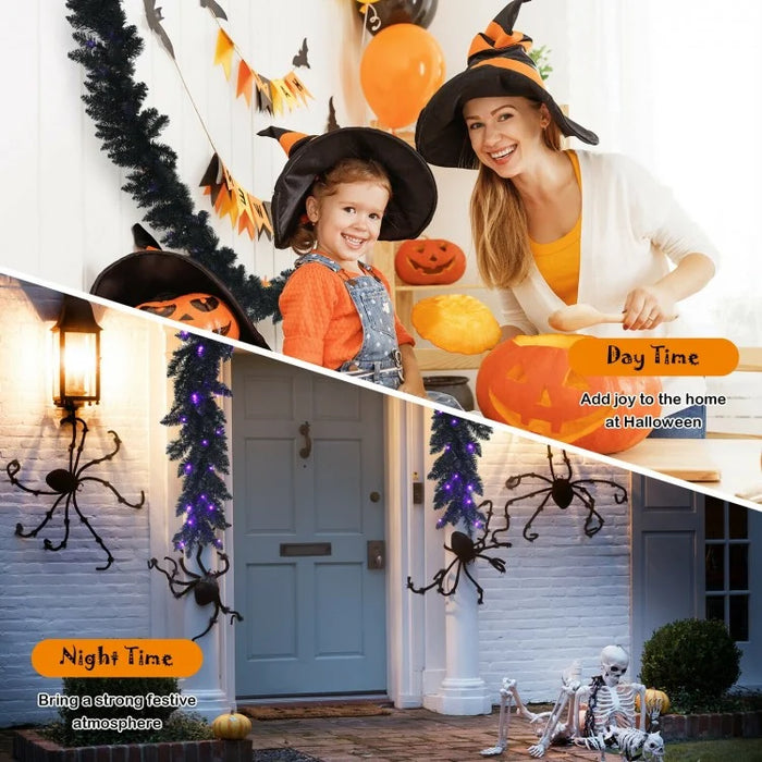 2024 Costway Christmas Garland and Halloween Garland with 50 Purple LED Lights - Suitable for Backyard Parties