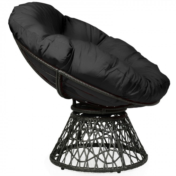 Costway Outdoor Swivel Chair with Rattan Base and High-Elastic Cushions - Suitable for Patio, Backyard, and Garden