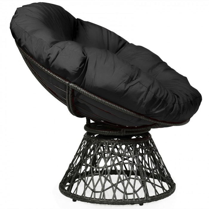 Costway Outdoor Swivel Chair with Rattan Base and High-Elastic Cushions - Suitable for Patio, Backyard, and Garden
