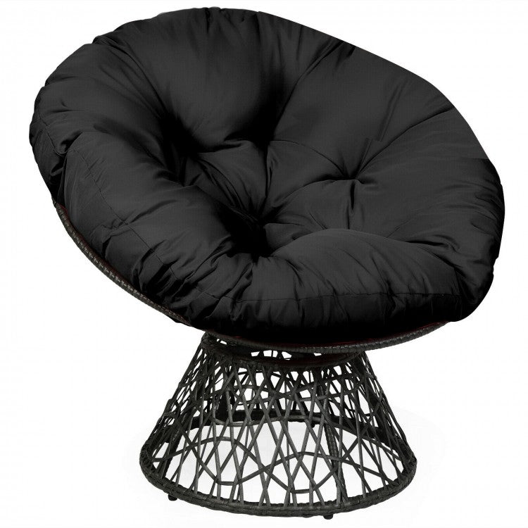 Costway Outdoor Swivel Chair with Rattan Base and High-Elastic Cushions - Suitable for Patio, Backyard, and Garden